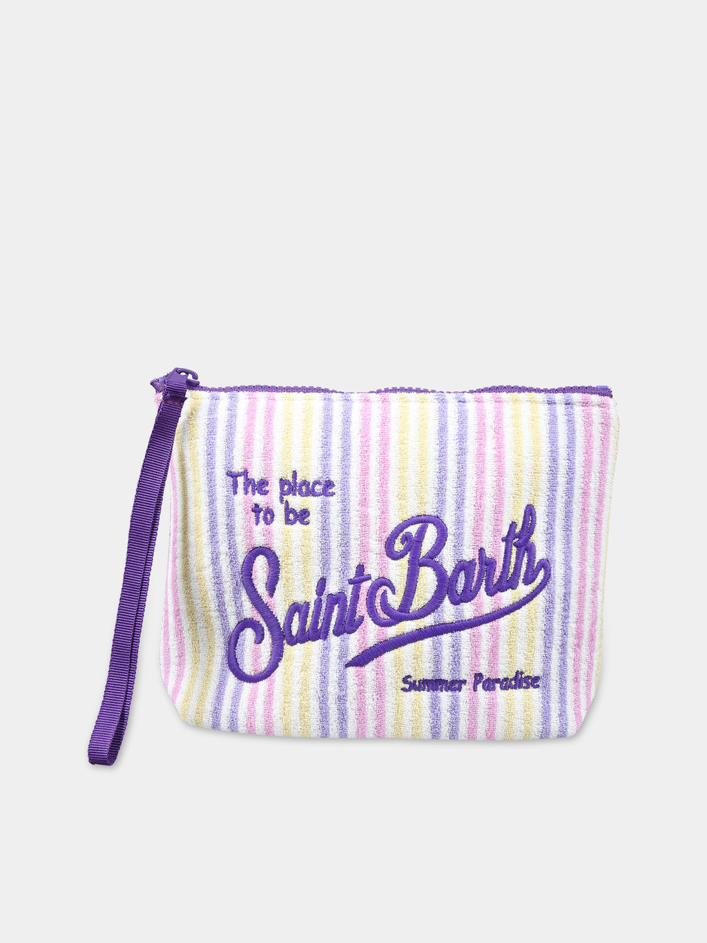 Purple clutch bag for girl with logo